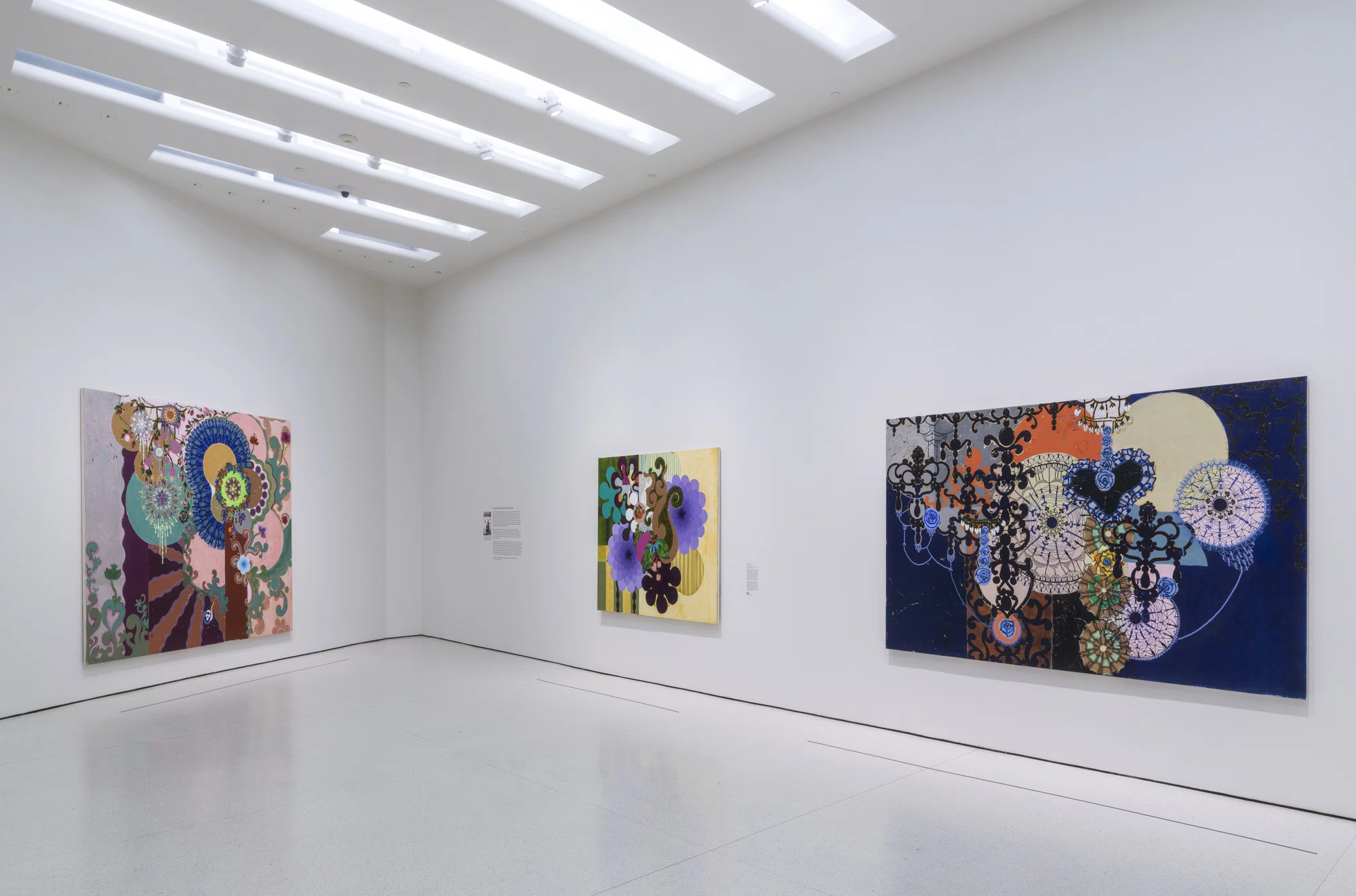 Installation view of Beatriz Milhazes: Rigor and Beauty at the Solomon R. Guggenheim Museum