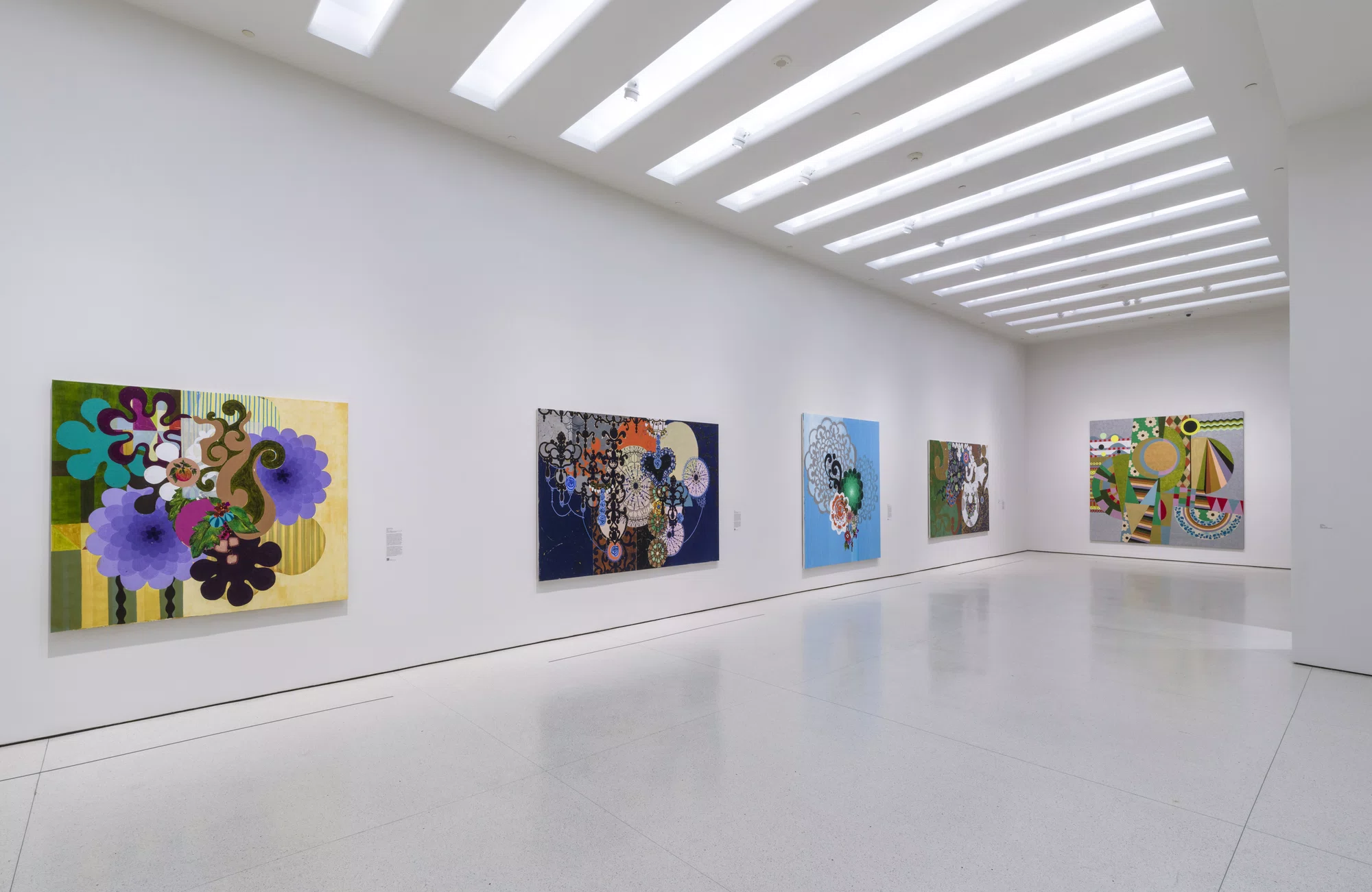 Installation view of Beatriz Milhazes: Rigor and Beauty at the Solomon R. Guggenheim Museum