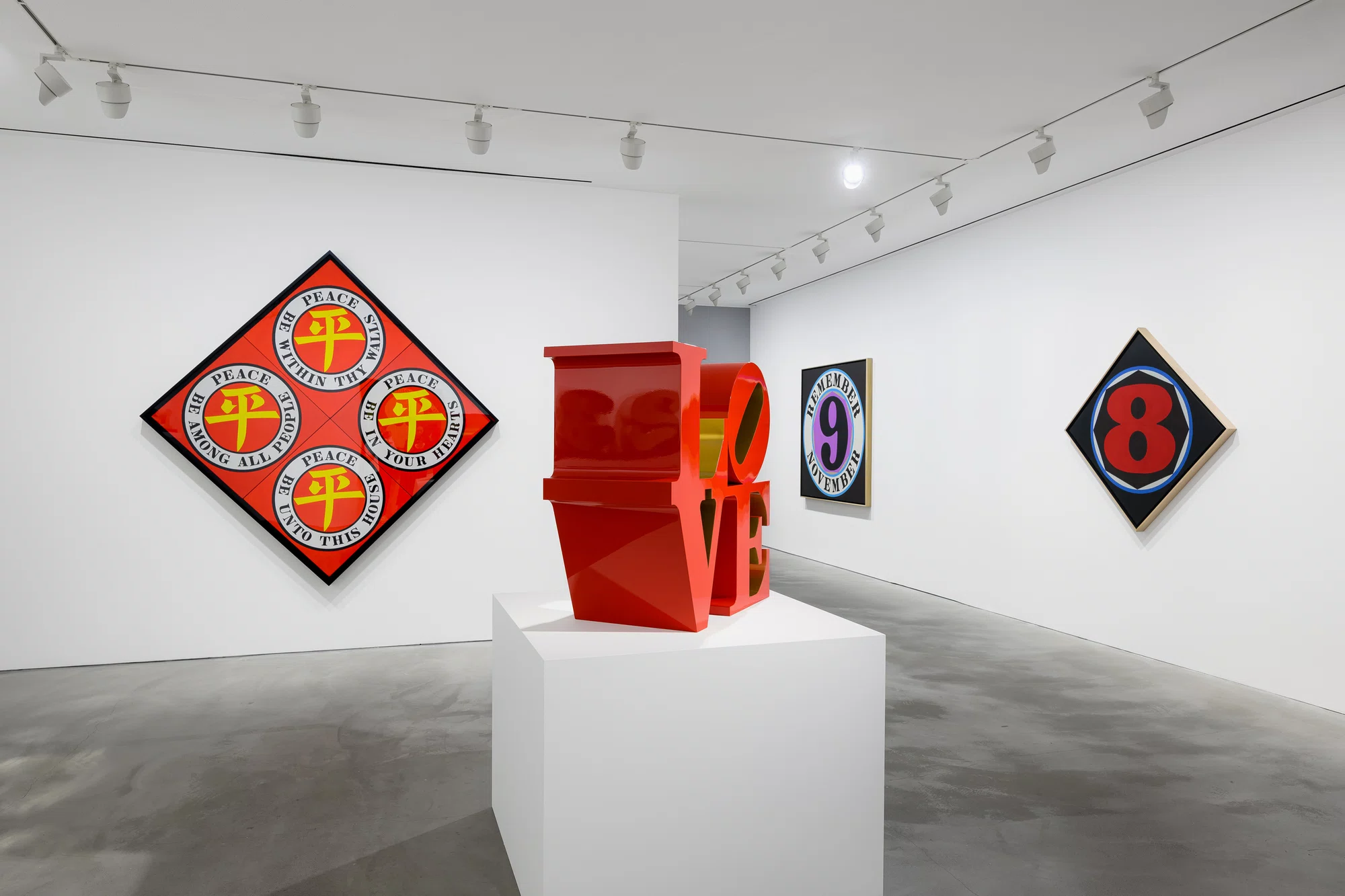 Installation view of The Shape of the World by Robert Indiana